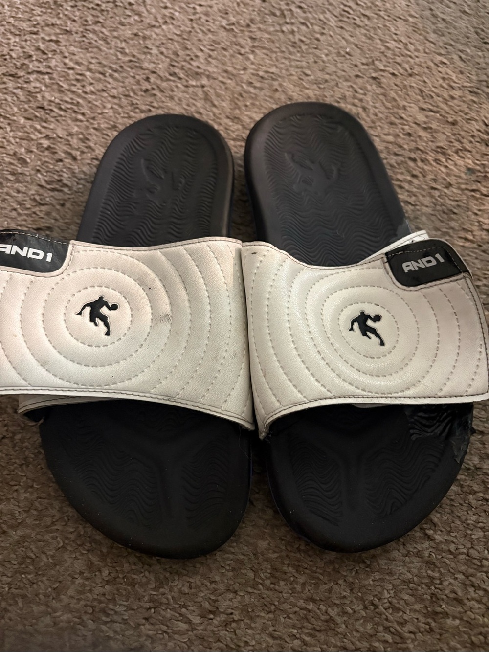 And1 White and Black Slide Sandals